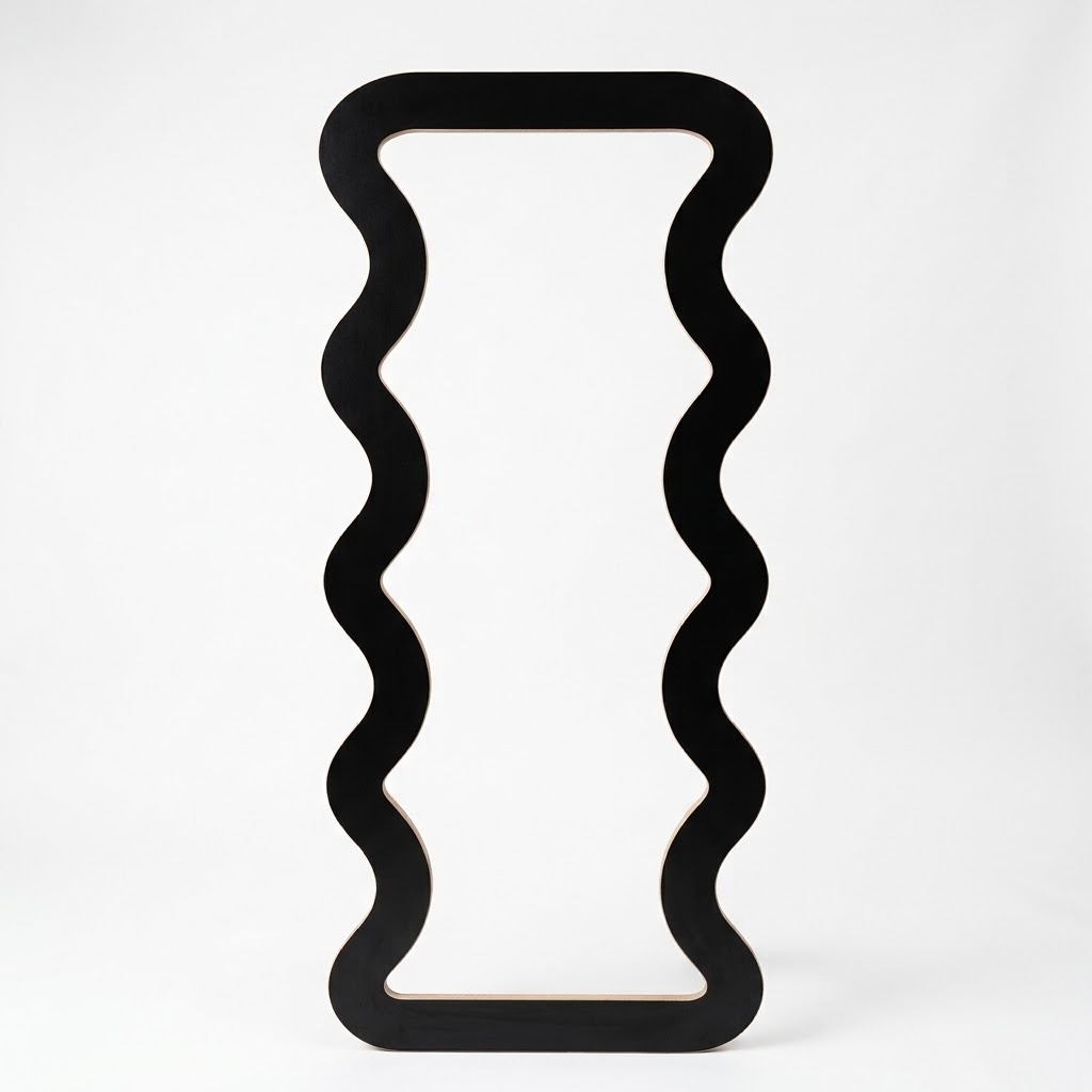 Marco ondulado curvilíneo cortado en CNC para espejo decorativo